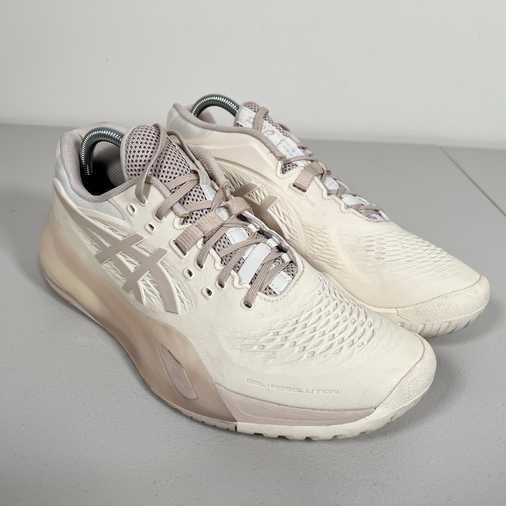 Asics Gel Resolution X Shoes Womens US 10.5 Tennis Sneakers Beige Cream Running
